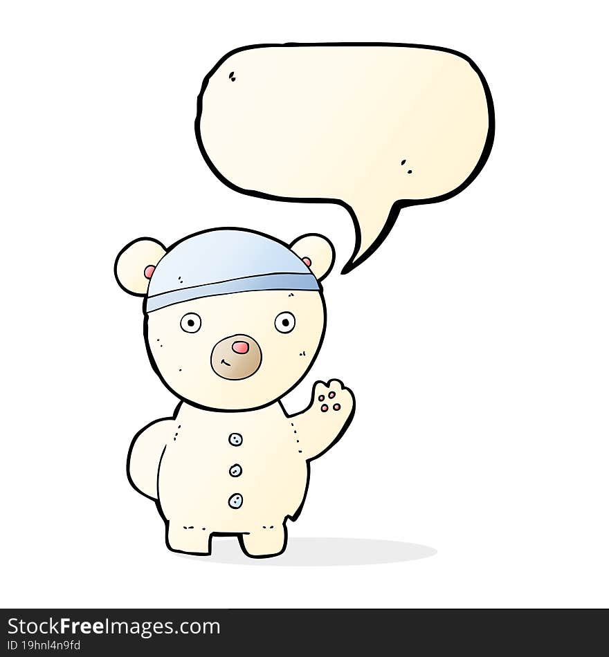 cartoon polar bear cub with speech bubble