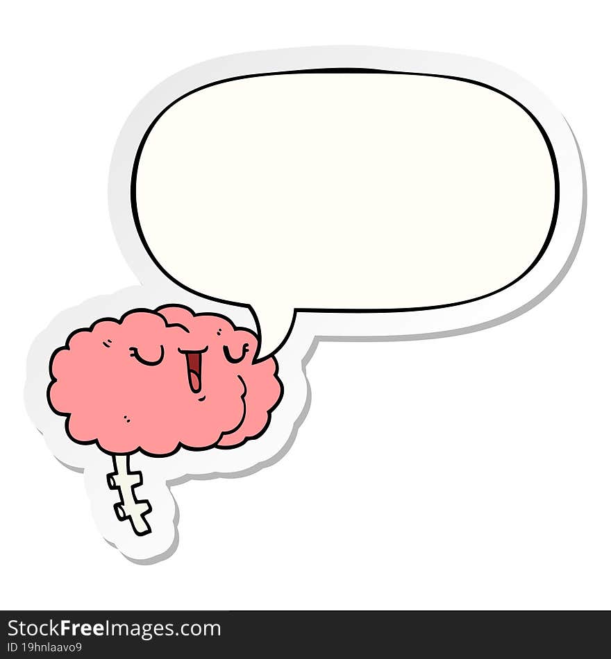 happy cartoon brain and speech bubble sticker