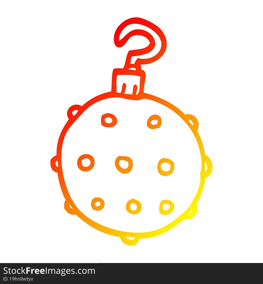 Warm Gradient Line Drawing Cartoon Red Bauble