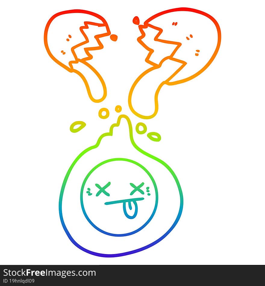 rainbow gradient line drawing cartoon cracked egg