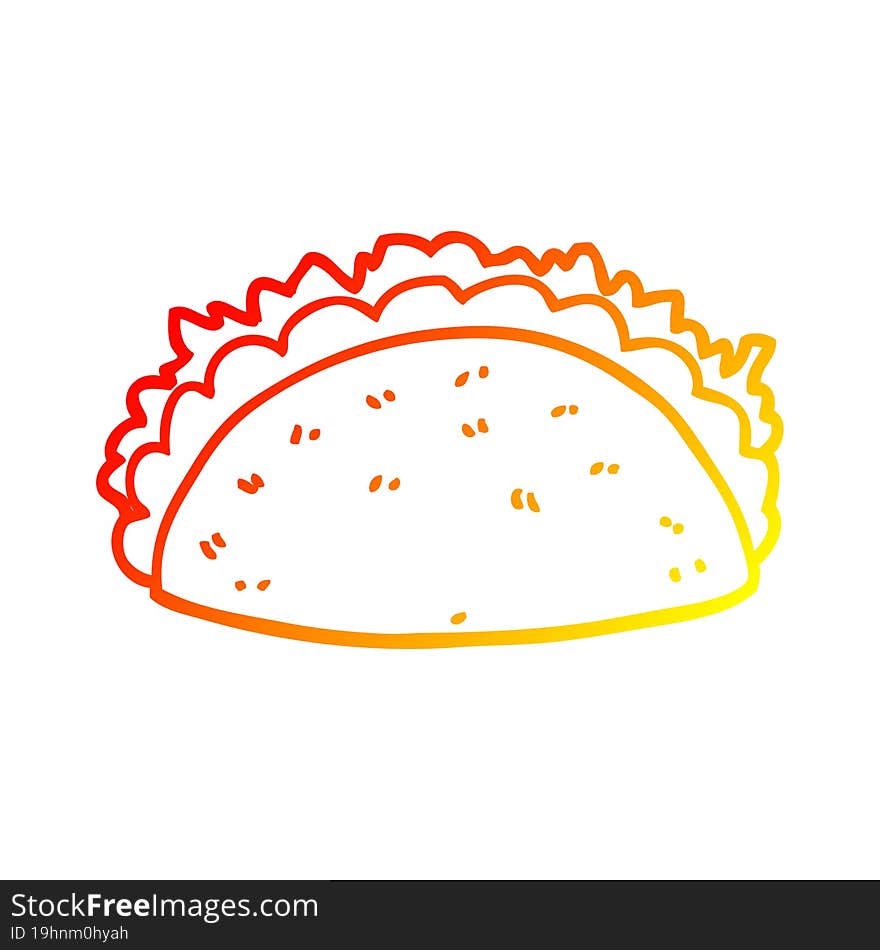 warm gradient line drawing cartoon taco