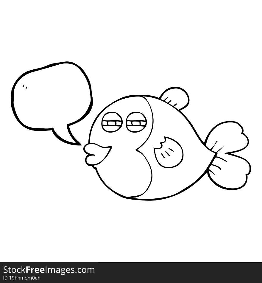 freehand drawn speech bubble cartoon fish