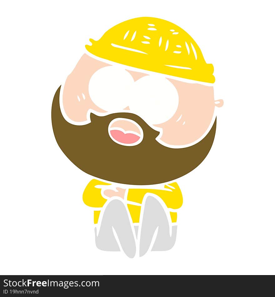 flat color style cartoon surprised bearded man