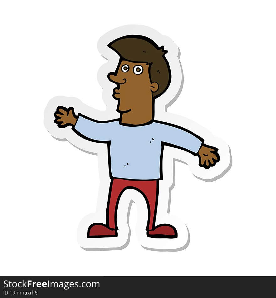 Sticker Of A Cartoon Worried Man