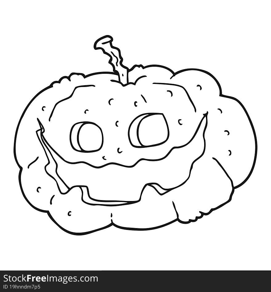 black and white cartoon halloween pumpkin