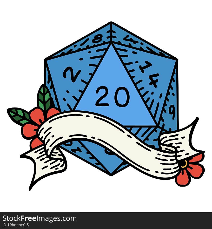 natural twenty D20 dice roll illustration