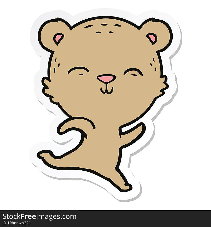 Sticker Of A Happy Cartoon Bear