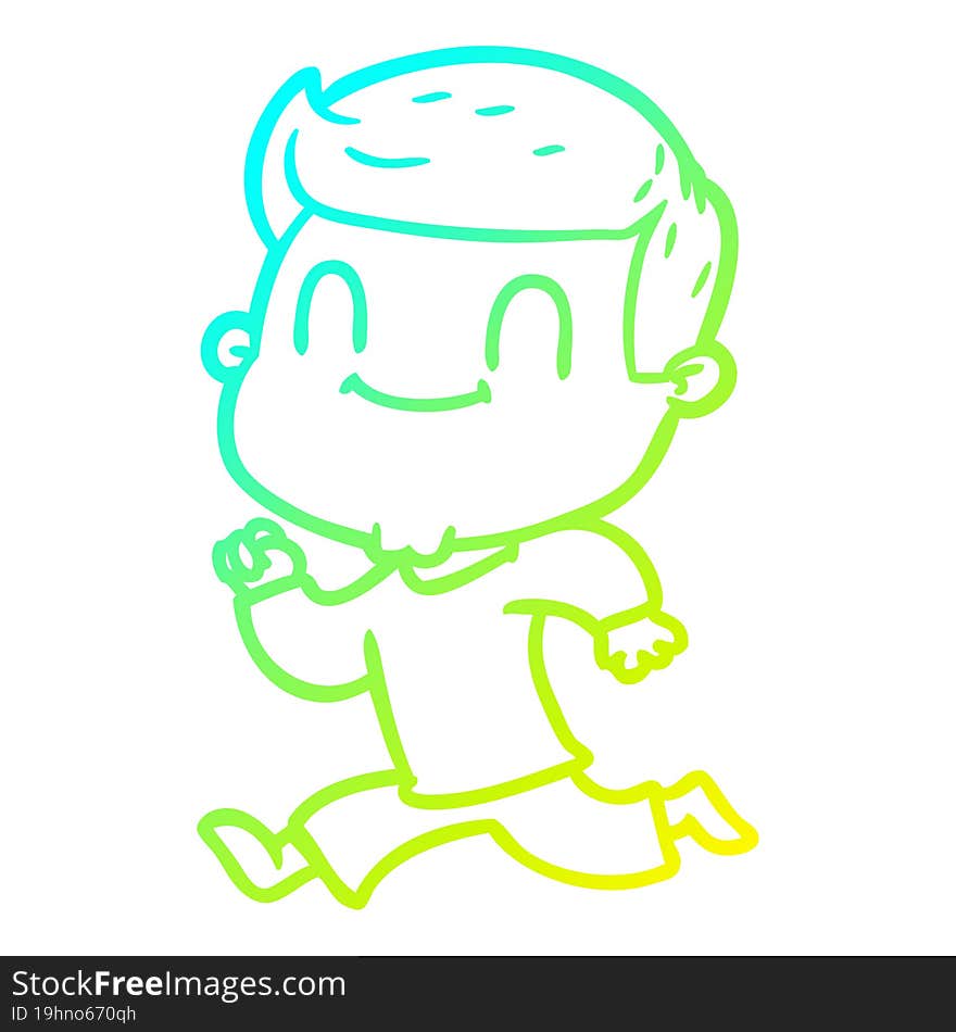 Cold Gradient Line Drawing Cartoon Friendly Man