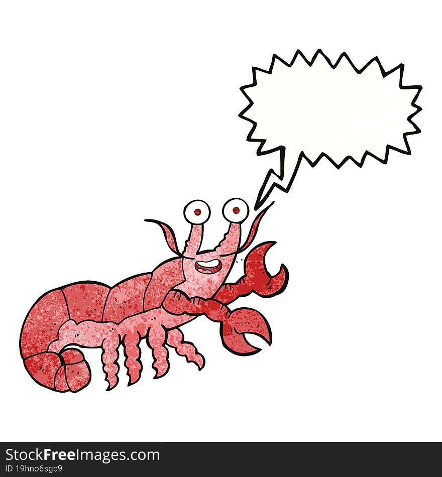 speech bubble textured cartoon lobster