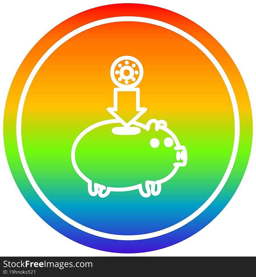 piggy bank circular in rainbow spectrum