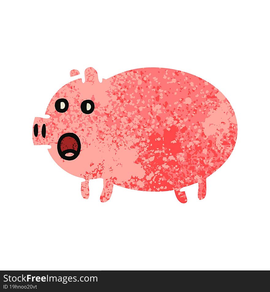 retro illustration style cartoon of a pig