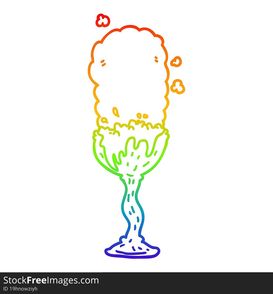 rainbow gradient line drawing of a cartoon potion goblet