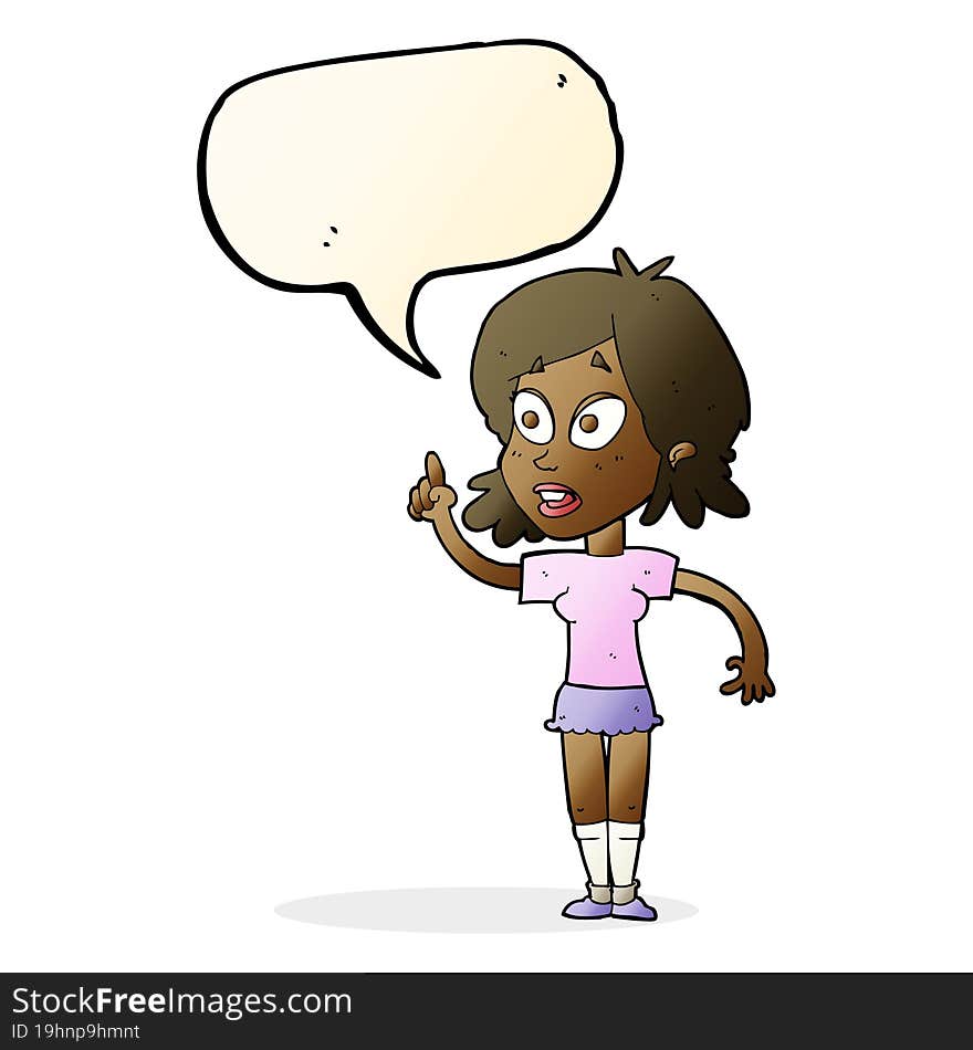 Cartoon Woman Asking Question With Speech Bubble