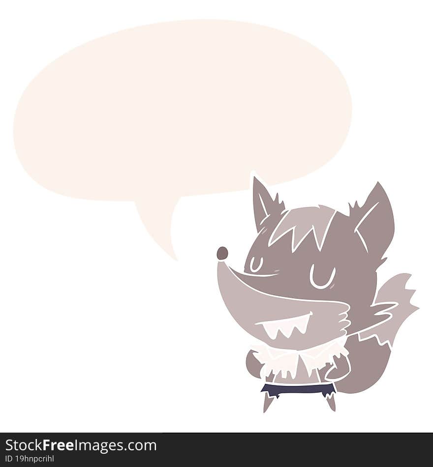 cartoon halloween werewolf and speech bubble in retro style