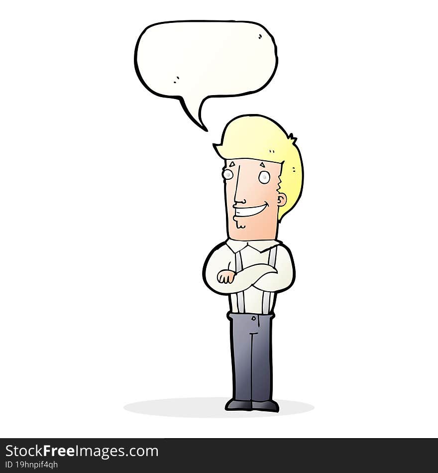 cartoon proud man with speech bubble