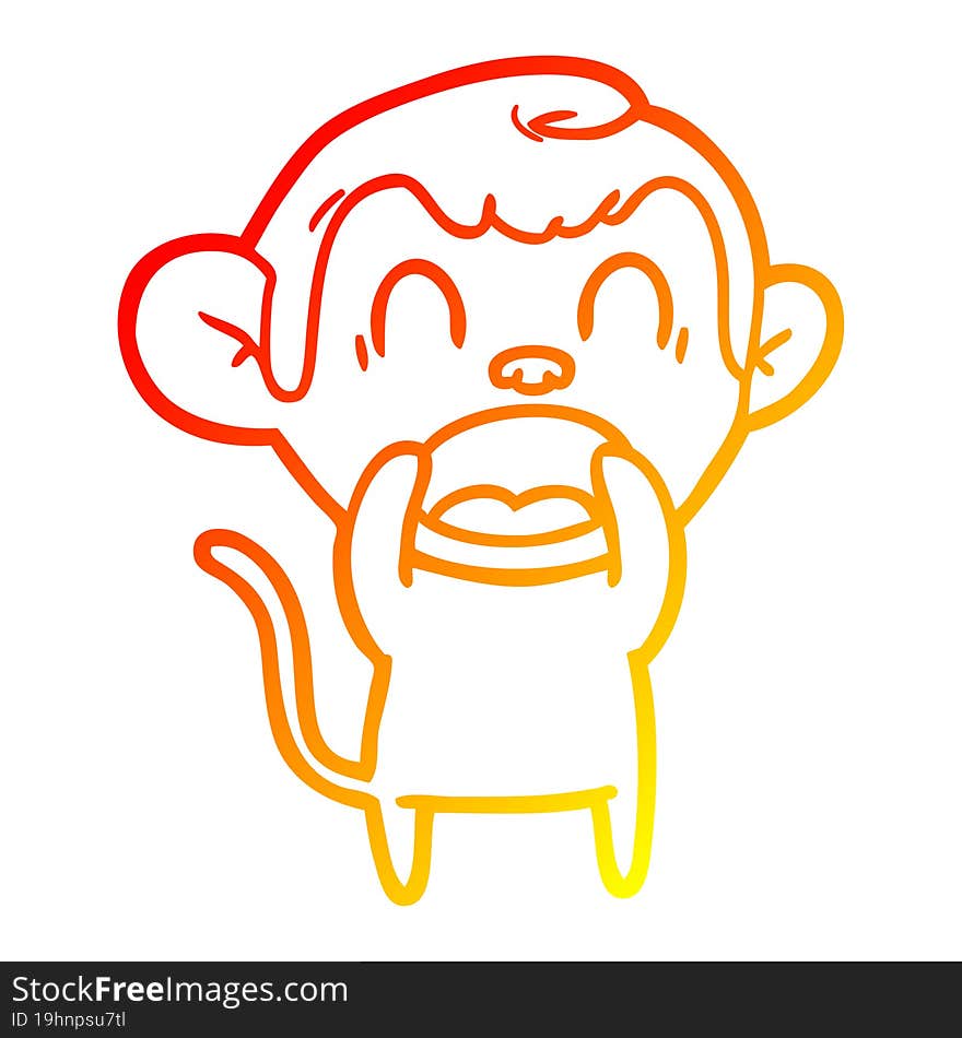 warm gradient line drawing shouting cartoon monkey