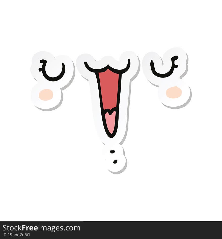 Sticker Of A Cute Happy Cartoon Face