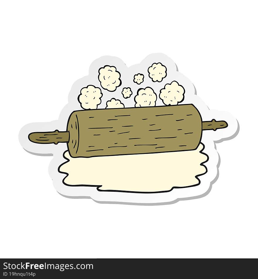 Sticker Of A Cartoon Rolling Pin