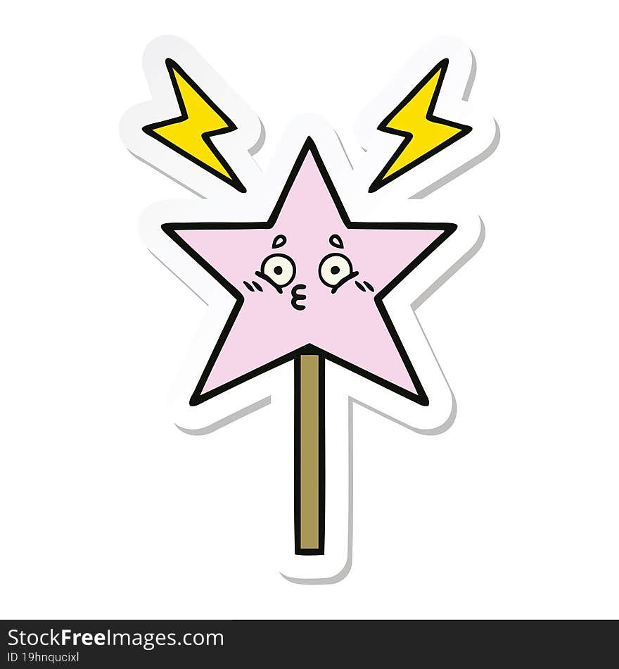 Sticker Of A Cute Cartoon Magic Wand