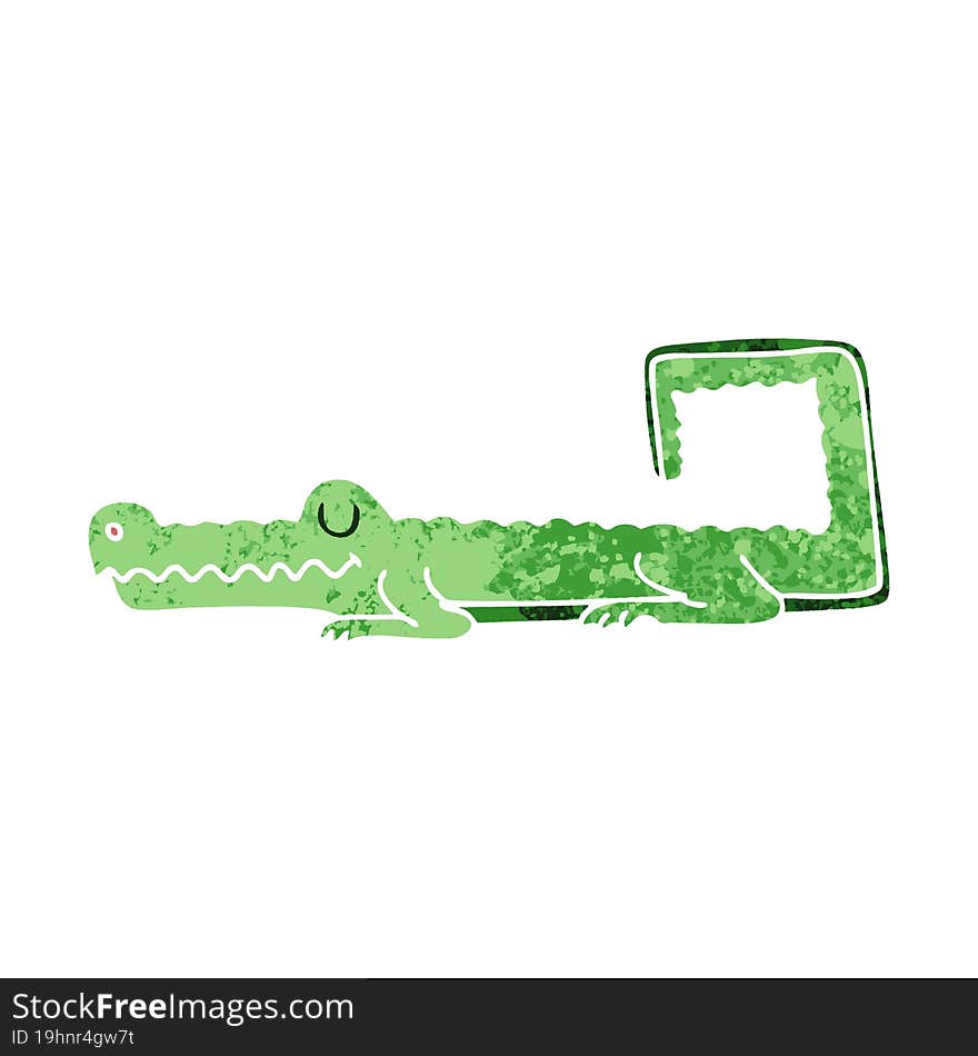 quirky retro illustration style cartoon crocodile