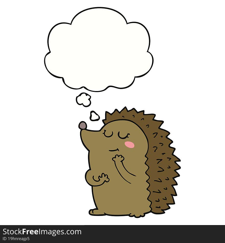 Cute Cartoon Hedgehog And Thought Bubble