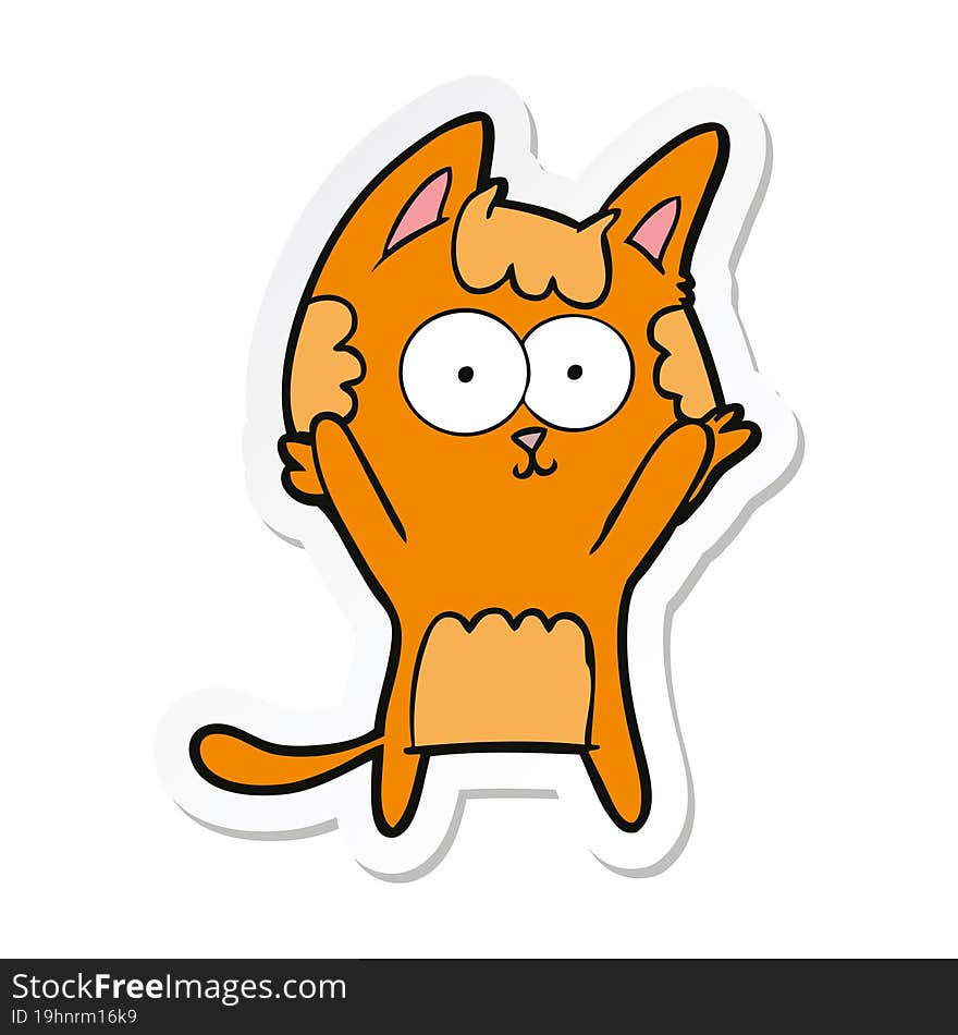 sticker of a happy cartoon cat