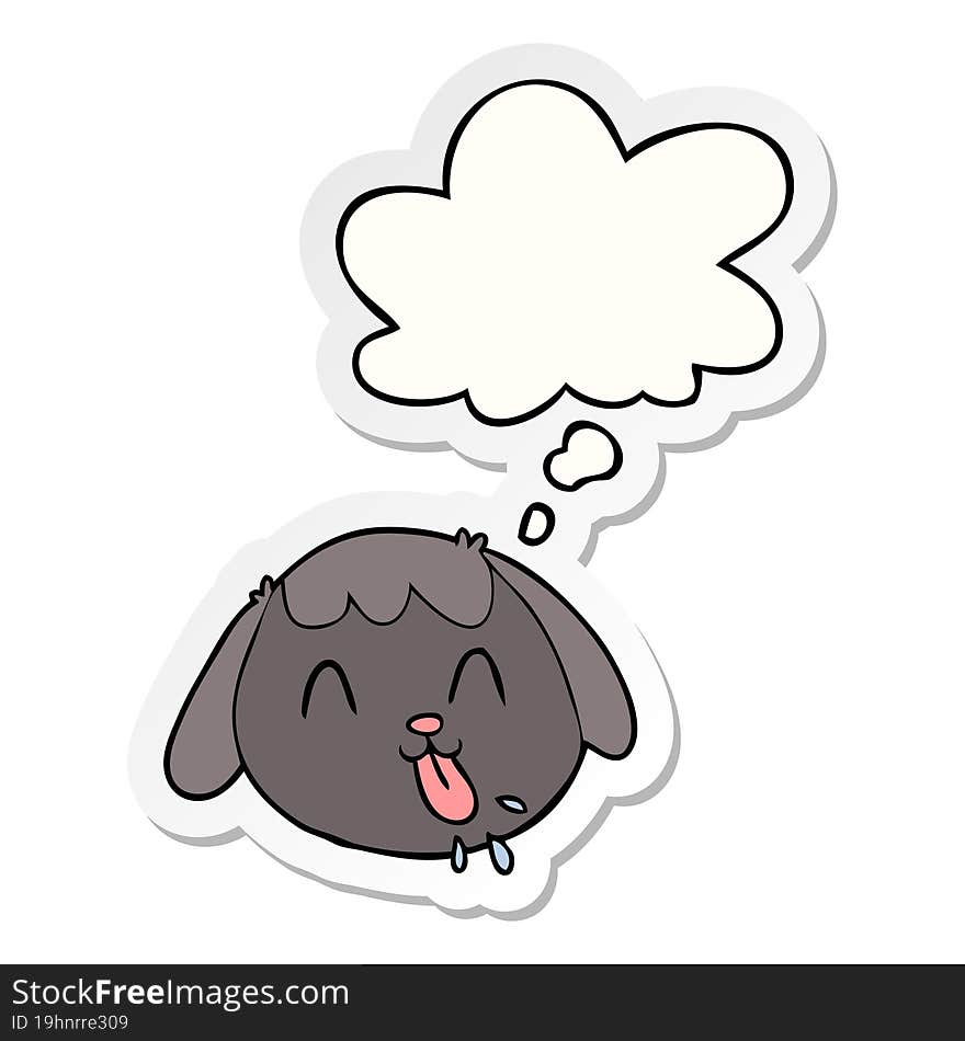 cartoon dog face and thought bubble as a printed sticker