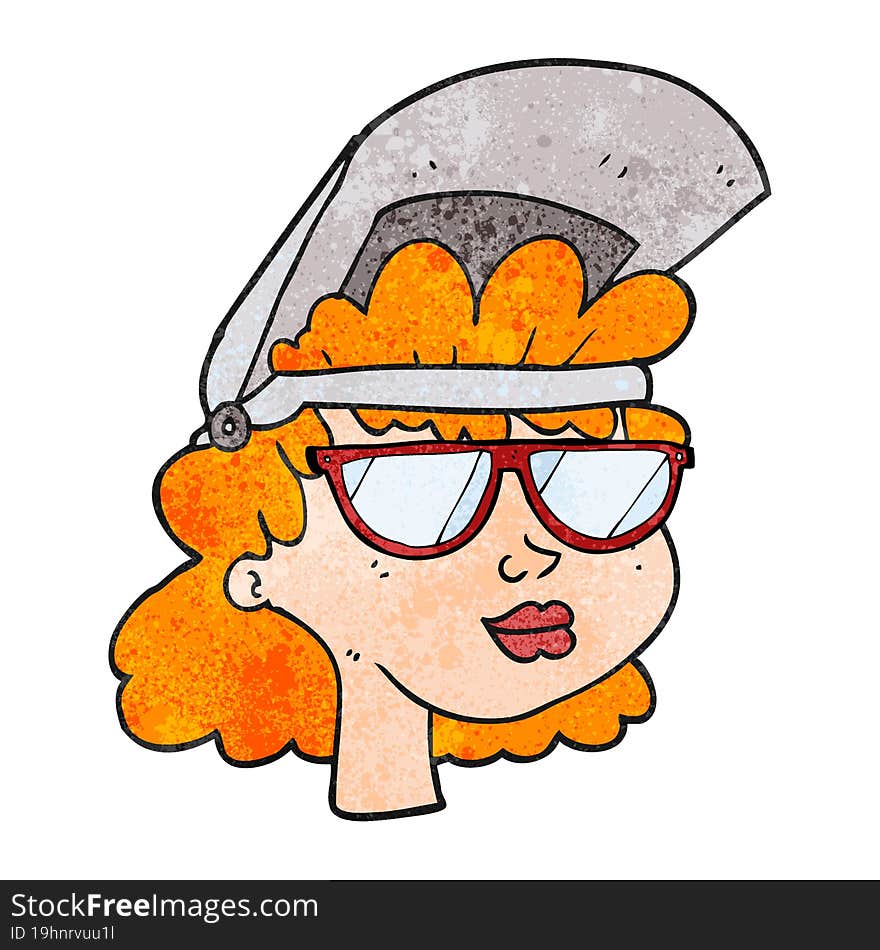 Textured Cartoon Woman With Welding Mask And Glasses