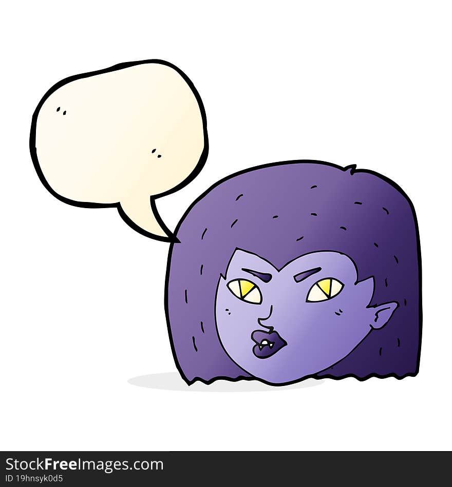 cartoon vampire face with speech bubble