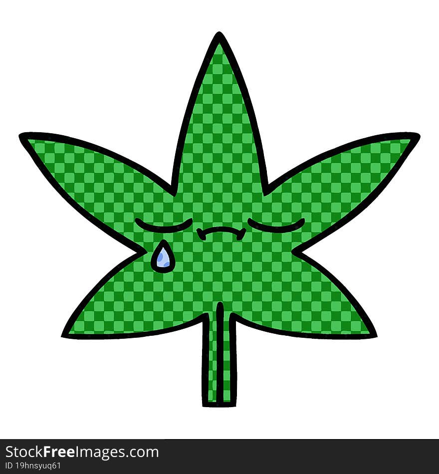 Comic Book Style Cartoon Marijuana Leaf