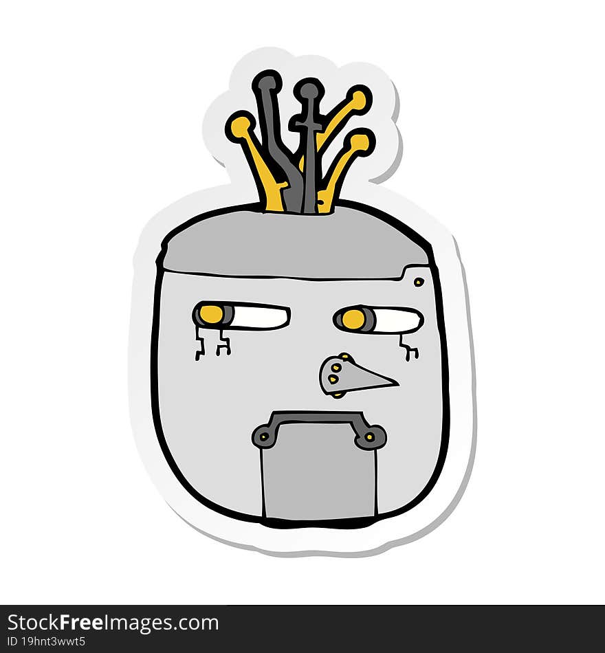 sticker of a cartoon robot head