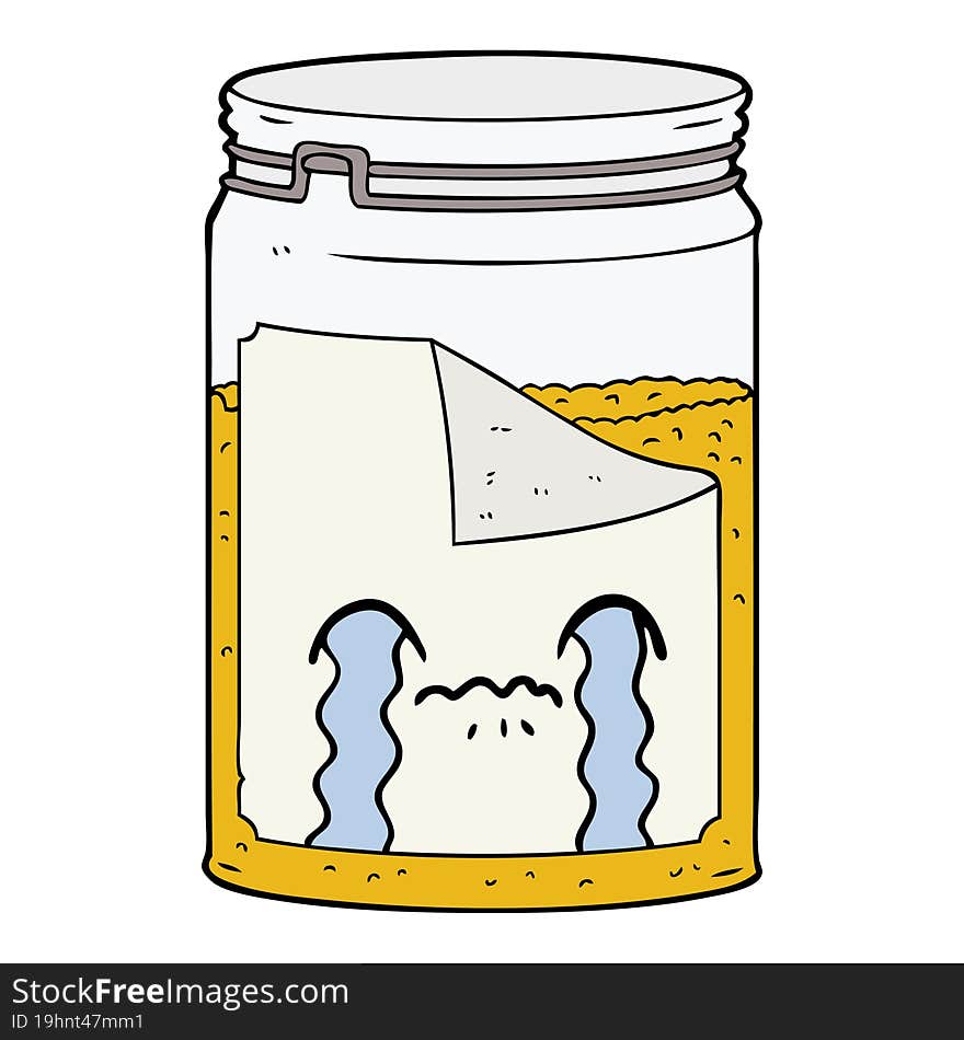 cartoon glass jar crying. cartoon glass jar crying