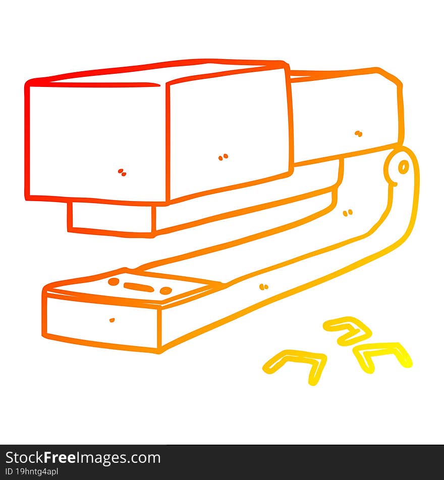 warm gradient line drawing of a cartoon office stapler