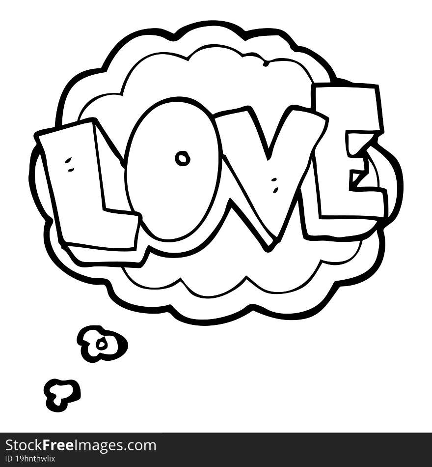 freehand drawn thought bubble cartoon love symbol