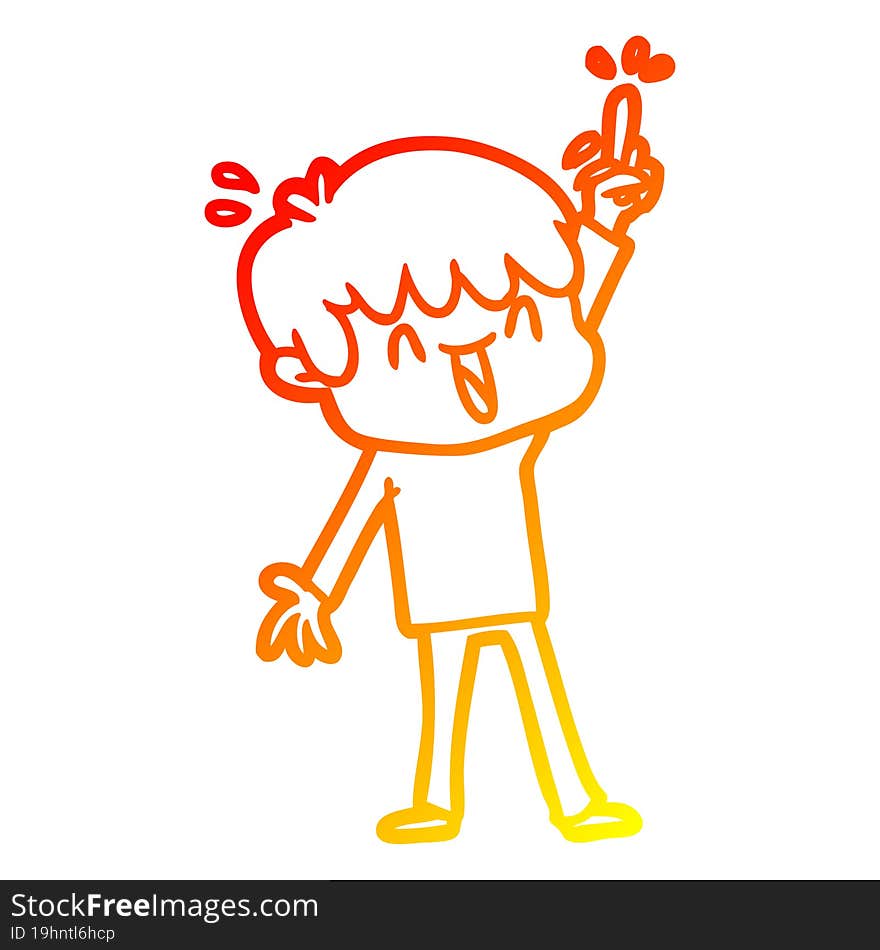 warm gradient line drawing cartoon laughing boy