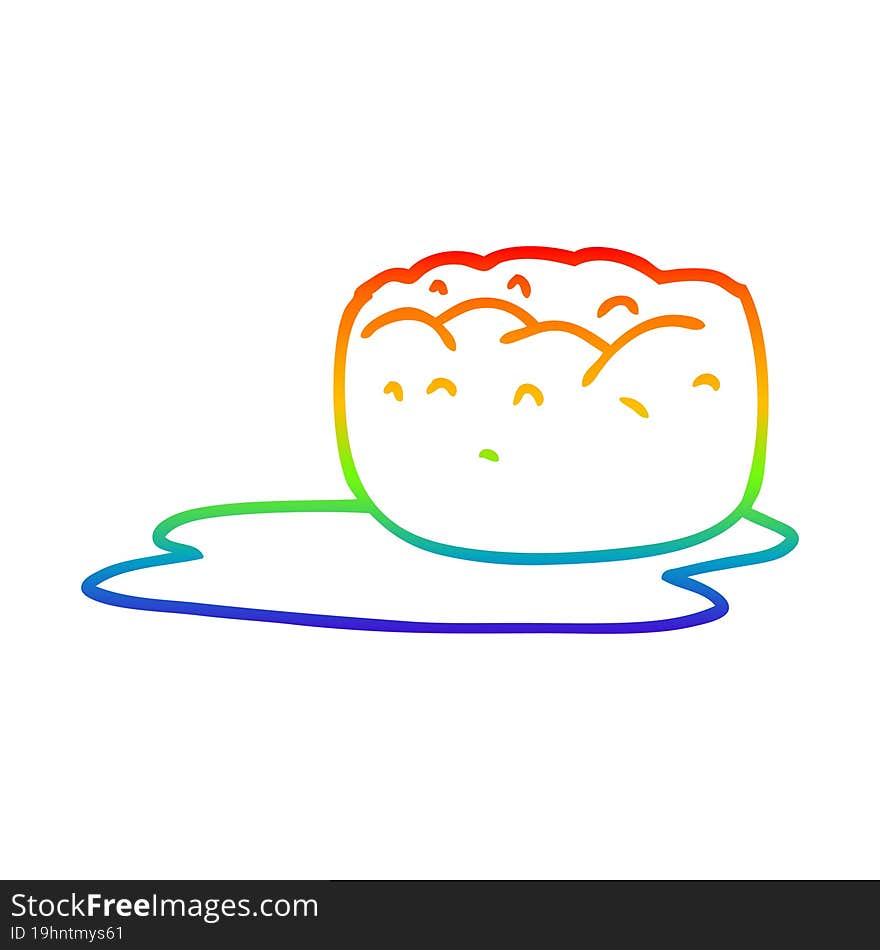 rainbow gradient line drawing cartoon yorkshire pudding and gravy