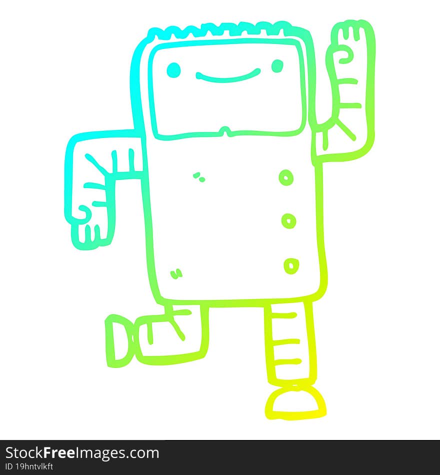 cold gradient line drawing cartoon robot