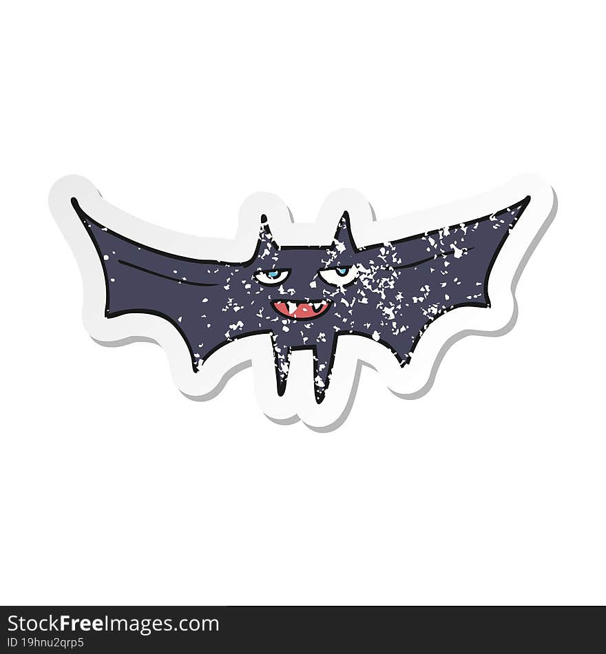 retro distressed sticker of a cartoon halloween bat