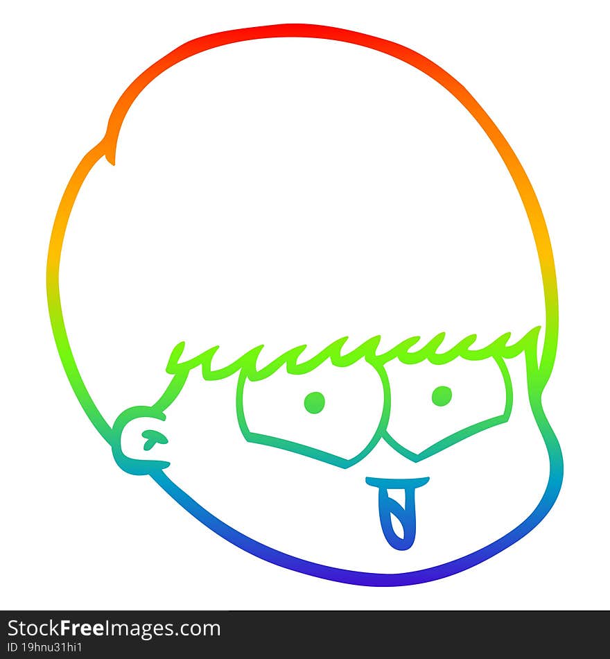 Rainbow Gradient Line Drawing Cartoon Happy Boy