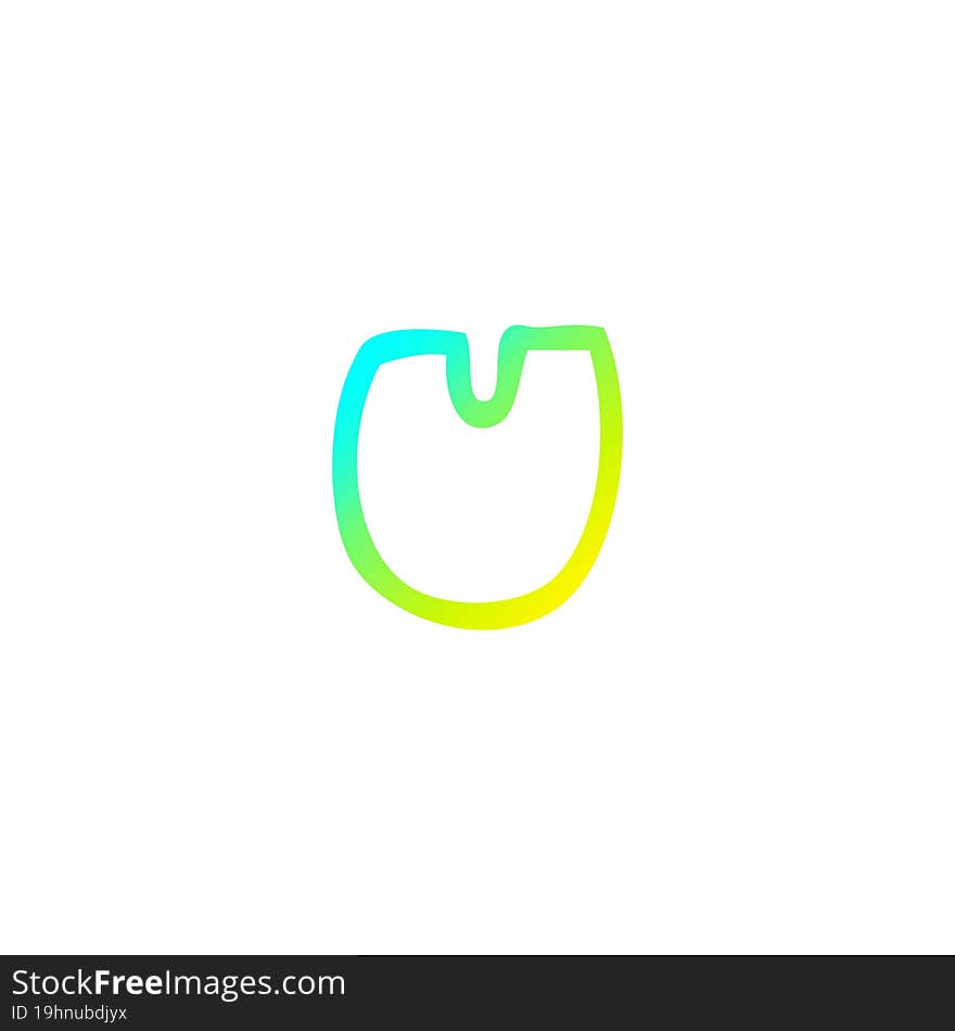 Cold Gradient Line Drawing Cartoon Letter U