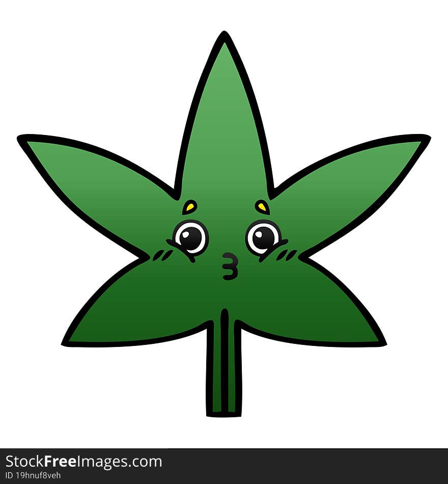 Gradient Shaded Cartoon Marijuana Leaf