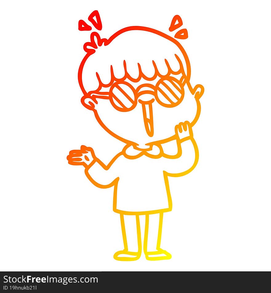 warm gradient line drawing cartoon boy realizing something amazing