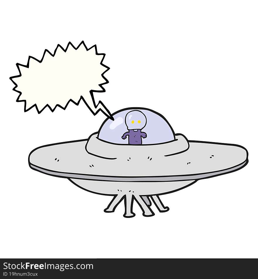 speech bubble cartoon alien flying saucer