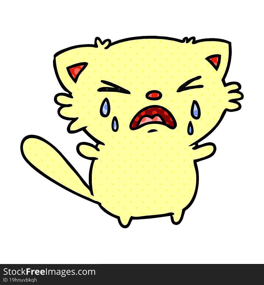 cartoon of cute kawaii crying cat