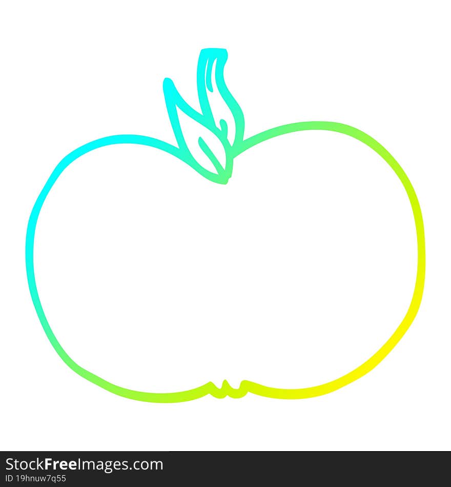 cold gradient line drawing cartoon juicy apple