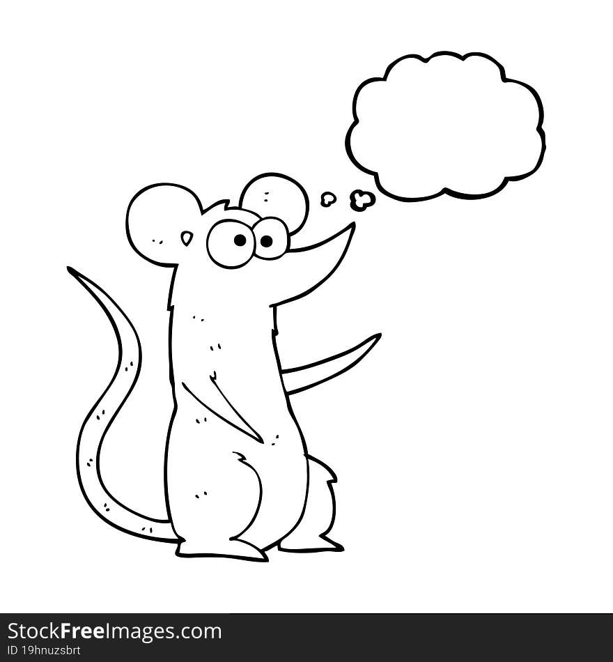 freehand drawn thought bubble cartoon mouse