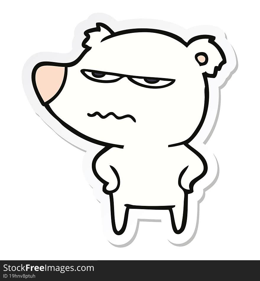 sticker of a angry bear polar cartoon