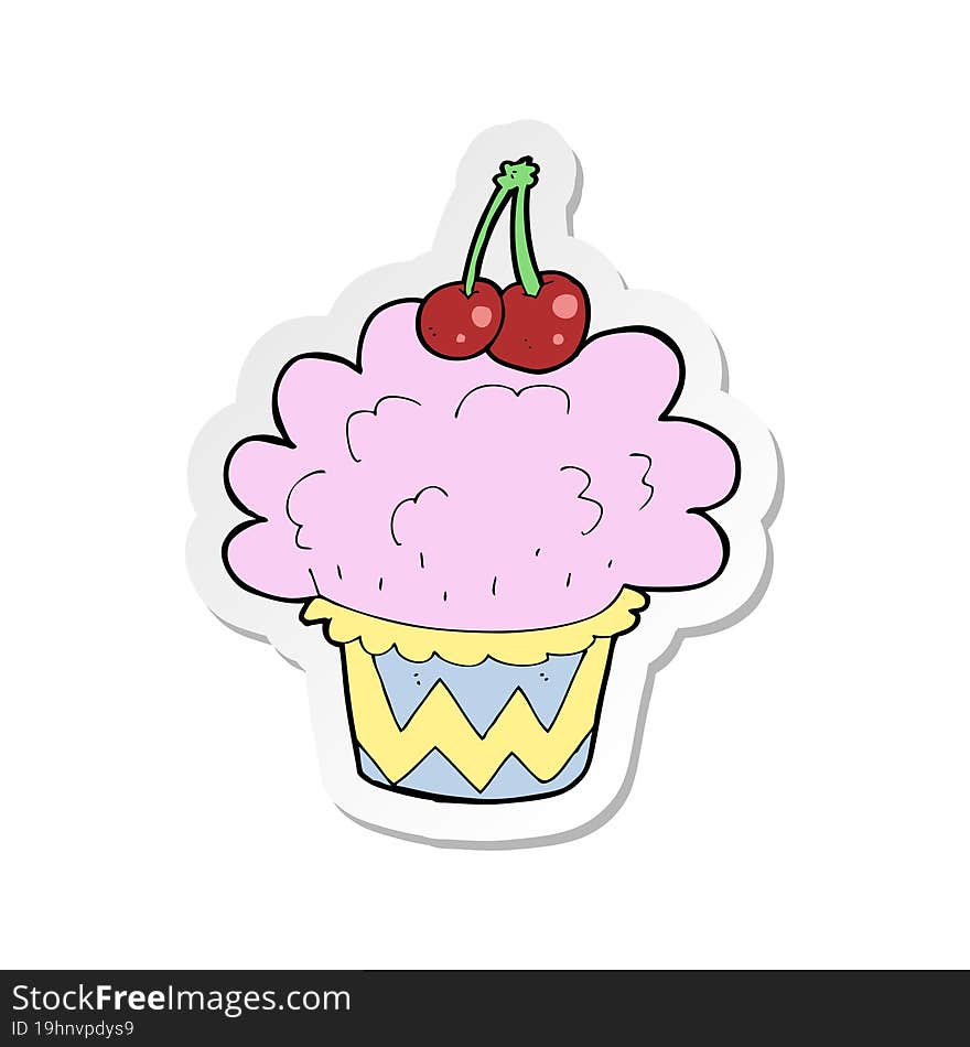 sticker of a cartoon cupcake