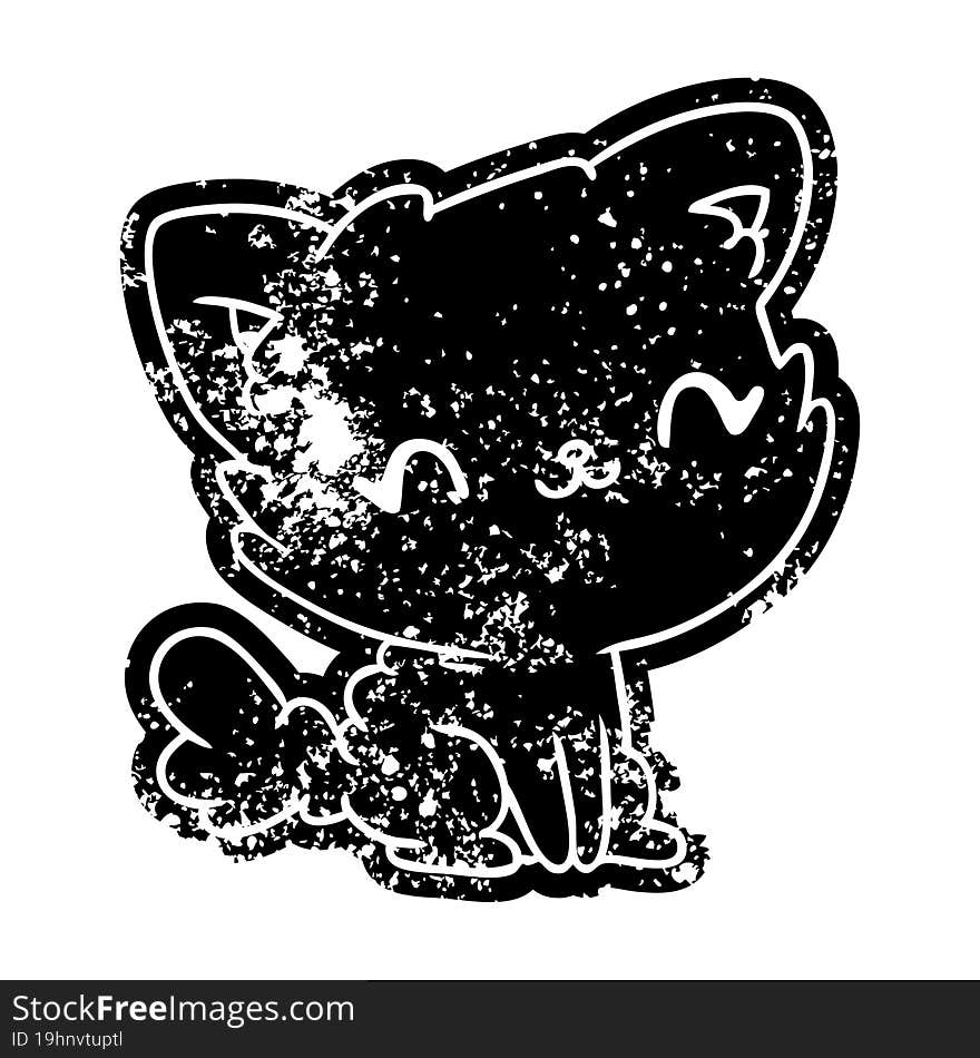 grunge distressed icon cute kawaii fluffy cat. grunge distressed icon cute kawaii fluffy cat