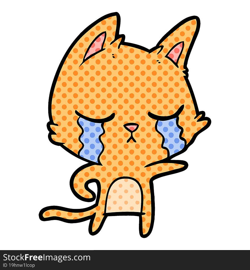 crying cartoon cat pointing. crying cartoon cat pointing